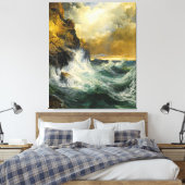 De terugtrekkende golf van Moran, 1909 Canvas Afdruk (Insitu (Slaapkamer))