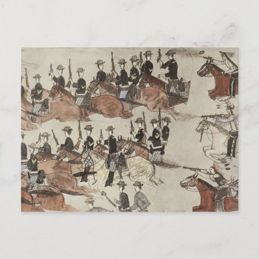 De terugtrekking van majoor Marcus Reno voor de In Briefkaart (Voorkant)