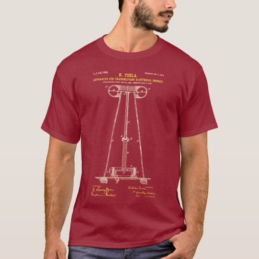 De Tesla Coil Maroon T-shirt (Voorkant)