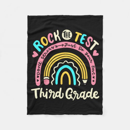 De Test Derde Grade Rainbow Test Dag Teacher Stud Fleece Deken (Voorkant)