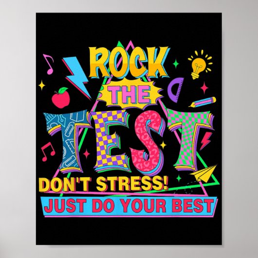De Test Dont Stress Motivatie Teacher Testing Poster (Voorkant)