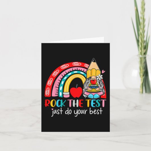 De test grappige leraar testdag regenboog kabouter kaart (Voorkant)