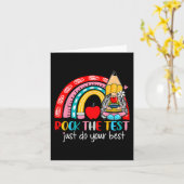 De test grappige leraar testdag regenboog kabouter kaart (Gele Bloem)
