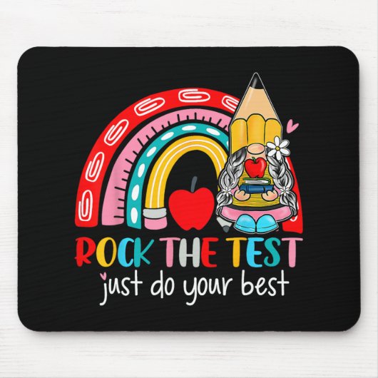 De test grappige leraar testdag regenboog kabouter muismat (Voorkant)