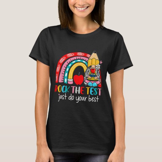 De test grappige leraar testdag regenboog kabouter t-shirt (Voorkant)