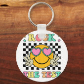 De test Groovy Happy Testing Day voor leraar Stud Sleutelhanger (Voorkant)