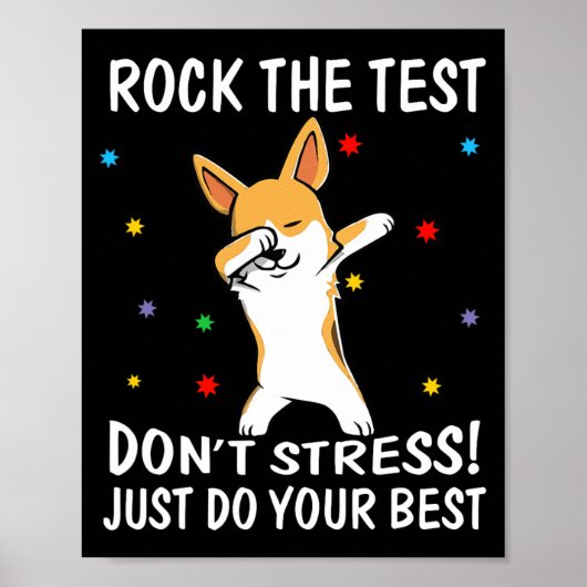 De test heeft geen stress doe gewoon je best Corgi Poster (Voorkant)