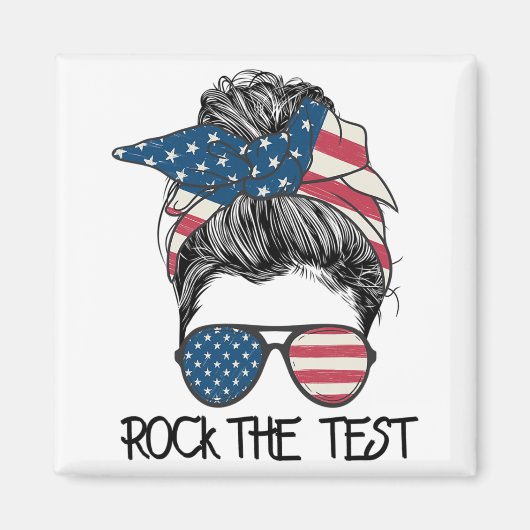 De Test Messy Bun Teacher Test Dag Testen Dag Te Magneet (Voorkant)