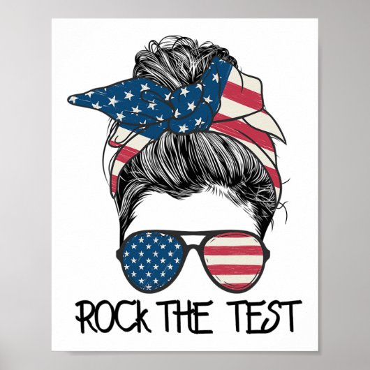 De Test Messy Bun Teacher Test Dag Testen Dag Te Poster (Voorkant)