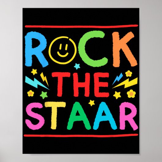 De test Motivatie Rock De Staar Test Dag Teach Poster (Voorkant)