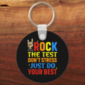 De test niet stress doe gewoon je beste grappige t sleutelhanger (Voorkant)