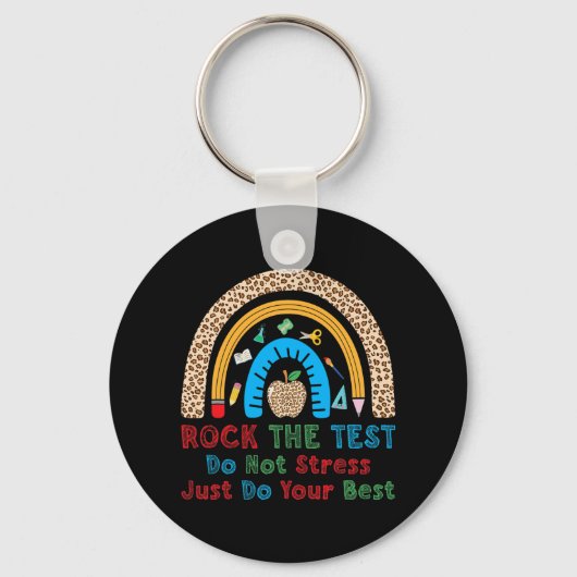 De test niet stress doen gewoon beste grappige ler sleutelhanger (Voorkant)