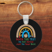 De test niet stress doen gewoon beste grappige ler sleutelhanger (Voorkant)