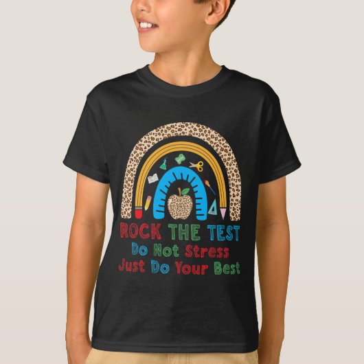 De test niet stress doen gewoon beste grappige ler t-shirt (Voorkant)