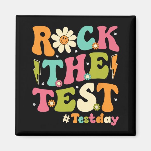 De Test Retro Groovy Docent Test Dag Testen Dag Magneet (Voorkant)