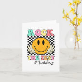 De Test Retro Smile Leraar Kinder Testdag Kaart (Gele Bloem)