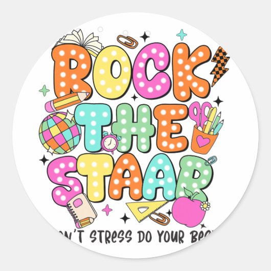 De Test Start Dag Leraar Motivatie Testen Da Ronde Sticker (Voorkant)