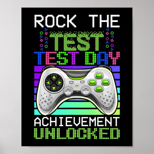 De Test Teacher Day Gaming Gamer Test Day Ontgrend Poster (Voorkant)
