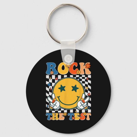 De testdag Retro Groovy leraar student Sleutelhanger (Voorkant)