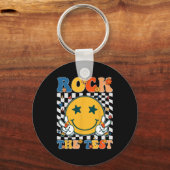 De testdag Retro Groovy leraar student Sleutelhanger (Voorkant)