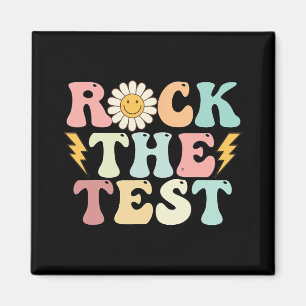 De testdag Retro Groovy Teacher Test Day Magneet