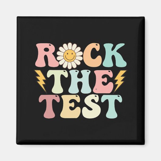 De testdag Retro Groovy Teacher Test Day Magneet (Voorkant)
