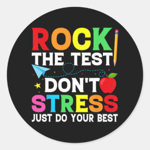 De testdag Retro Motivatie Teacher St Ronde Sticker