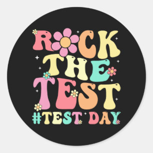 De testdag Retro Motivatie Teacher St Ronde Sticker