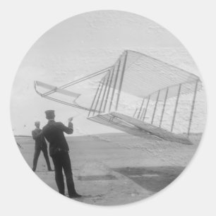 De testvlucht van de gebroeders Wright Ronde Sticker