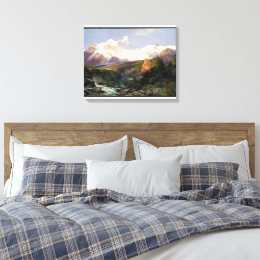 De Teton Range van Thomas Moran Canvas Afdruk (Insitu (Slaapkamer))