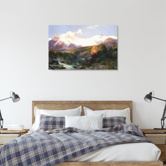 De Teton Range van Thomas Moran Canvas Afdruk (Insitu (Slaapkamer))