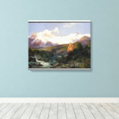 De Teton Range van Thomas Moran Canvas Afdruk (Insitu (Houten vloer))