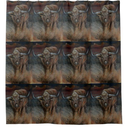 De Texas Longhorn Bull Douchegordijn (Voorkant)