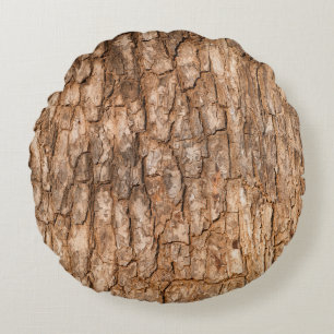 De textuur van de boomschors, natuurlijke houten a rond kussen