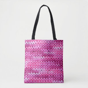 de textuur van het breiwerk met gestreepte pat tote bag
