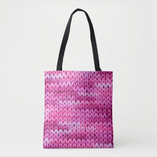 de textuur van het breiwerk met gestreepte pat tote bag (Voorkant)