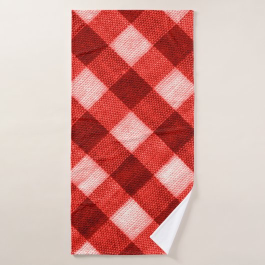 De textuur van het heldere rood van bindgingham f badhanddoek (Badhanddoek)