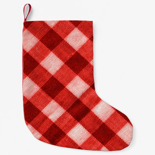 De textuur van het heldere rood van bindgingham f kleine kerstsok (Voorkant)