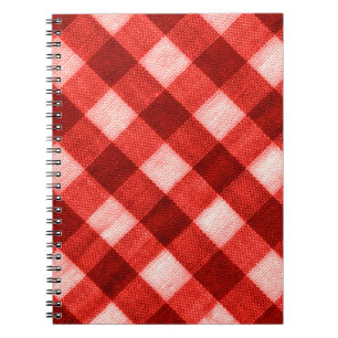 De textuur van het heldere rood van bindgingham f notitieboek