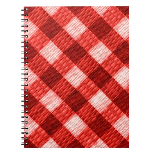 De textuur van het heldere rood van bindgingham f notitieboek (Voorkant)