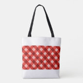 De textuur van het heldere rood van bindgingham f tote bag (Achterkant)