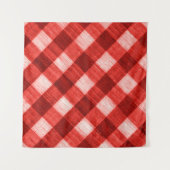 De textuur van het helderrode van bindende gingham wandkleed (Voorkant (horizontaal))