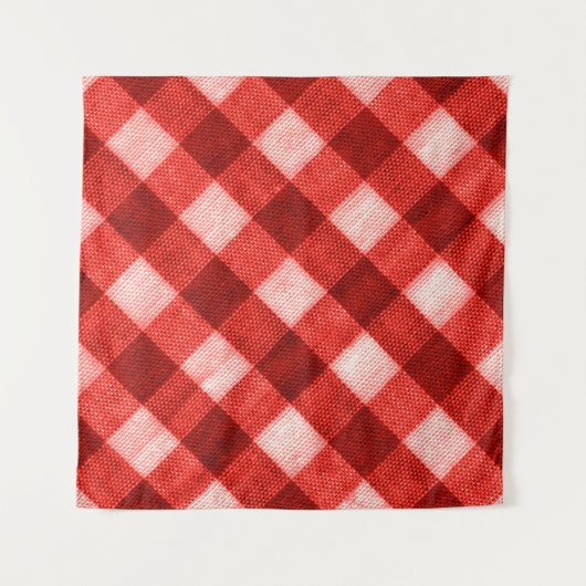De textuur van het helderrode van bindende gingham wandkleed (Voorkant)