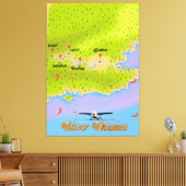 De Thames London England-kaart Canvas Afdruk (Insitu (Woonkamer))