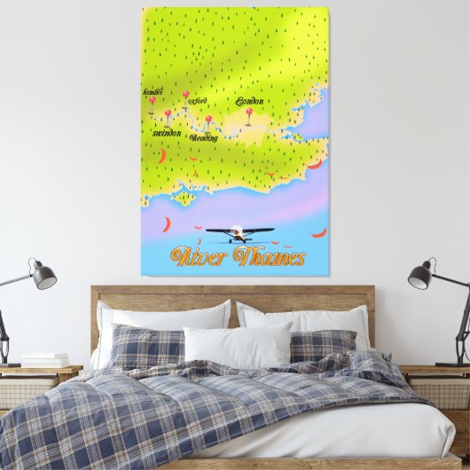De Thames London England-kaart Canvas Afdruk (Insitu (Slaapkamer))