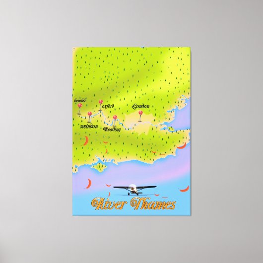 De Thames London England-kaart Canvas Afdruk (Voorkant)