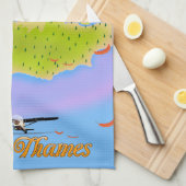 De Thames London England-kaart Theedoek (Quarter Fold)