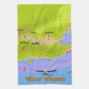De Thames London England-kaart Theedoek