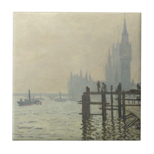 De Thames onder Westminster door Claude Monet Tegeltje (Voorkant)