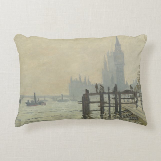 De Thames onder Westminster van Claude Monet Accent Kussen (Voorkant)